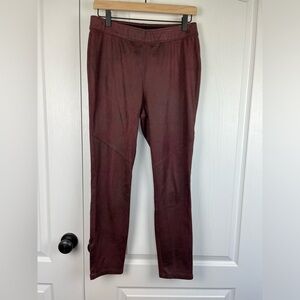 Free People Faux Suede Leggings Size 28 burgundy soft moto style seaming